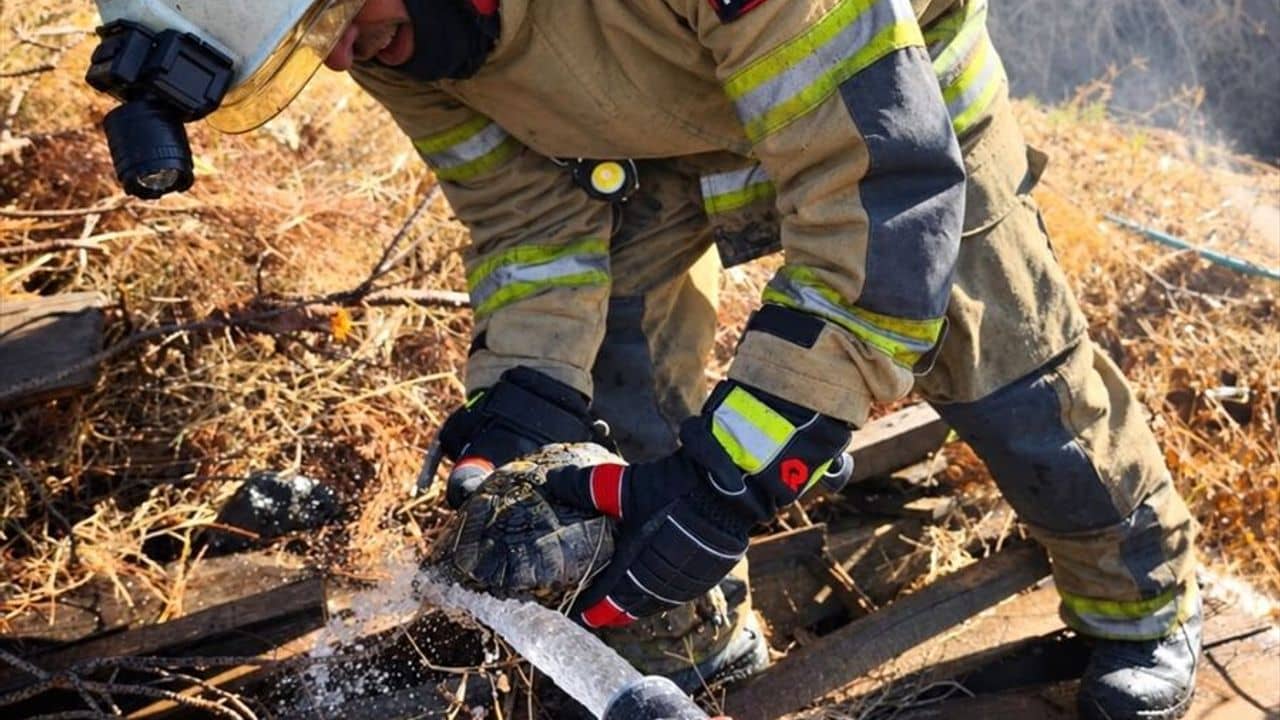 İzmir'de otluk alanda çıkan yangın söndürüldü