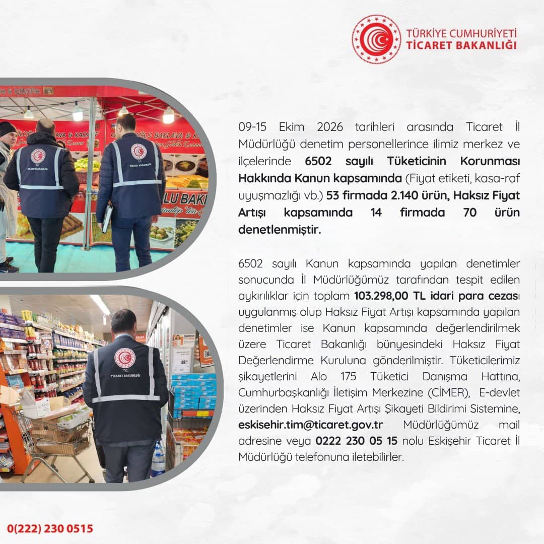 Ticaret İl Müdürlüğü Haftalık Denetimleri