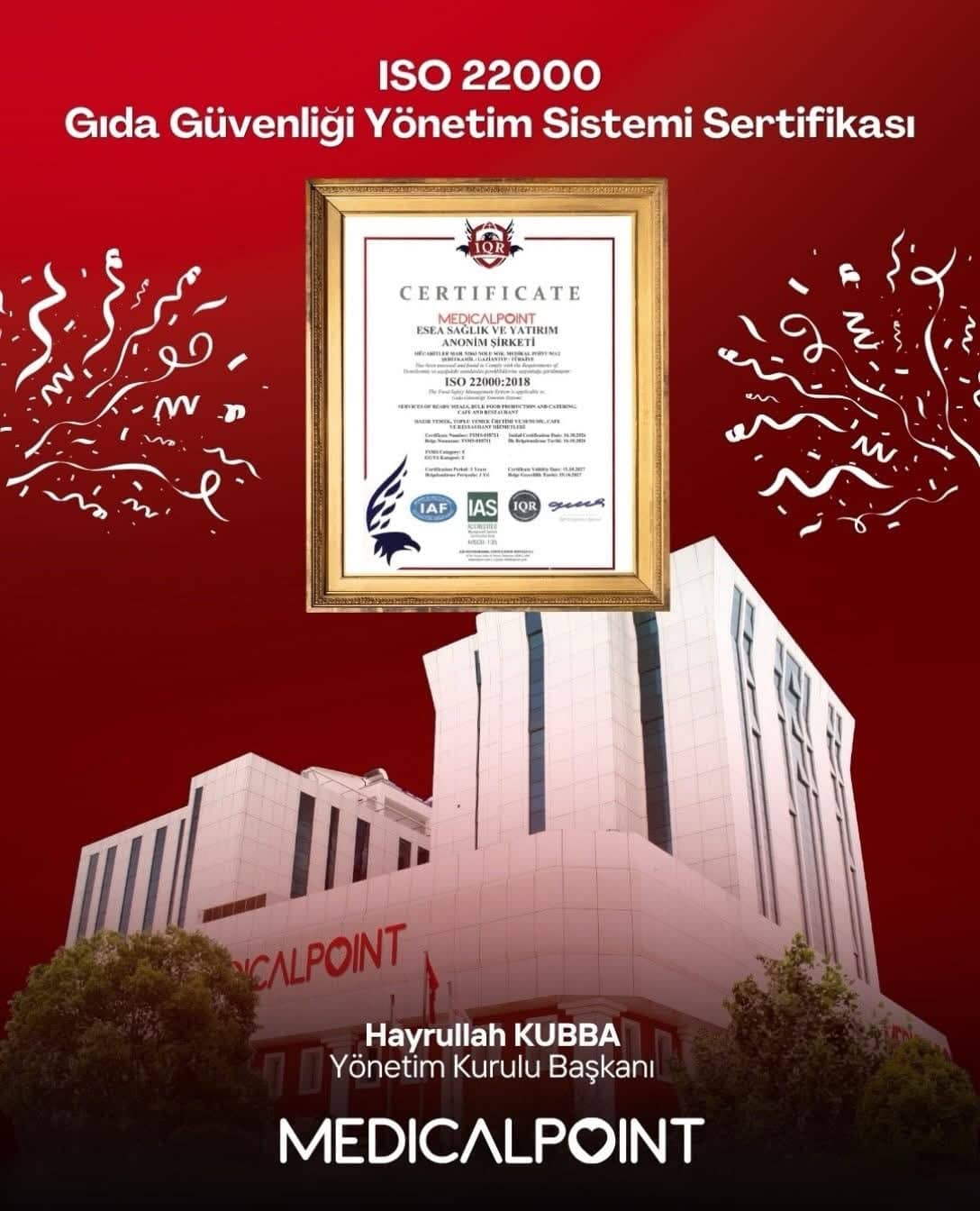 Medical Point Gaziantep Hastanesinden gıda güvenliğinde ilk