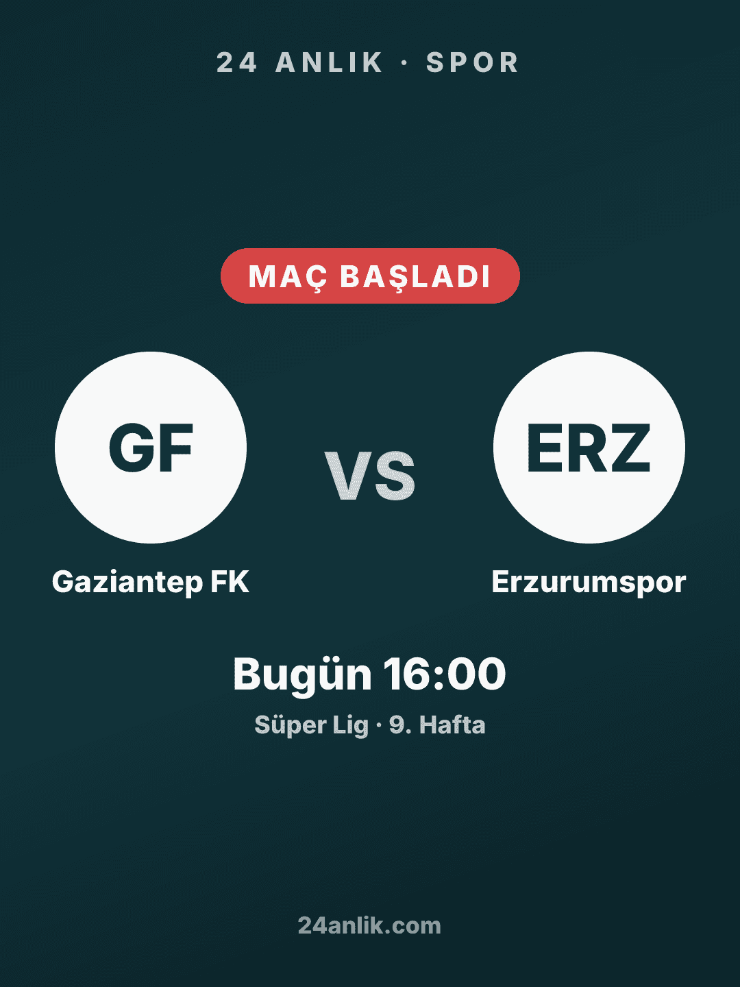 Gaziantep FK - Erzurumspor maçı başladı